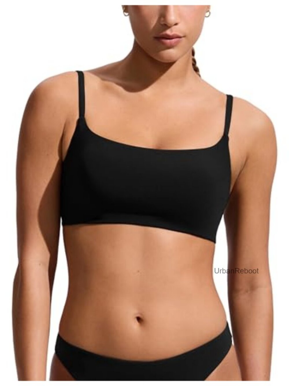 Women's Scoop Neck Bikini Top with Removable Pads High Stretch Swimwear
